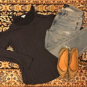 Splendid Sandwash Navy Cold Shoulder Top
